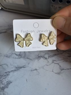 Yellow Bow tie S925 Ear Studs