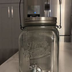 Cold Brew Coffee & Iced-Tea Maker Pitcher, 2 L Glass Dispenser w/Metal Spigot & Metal Mesh Filter