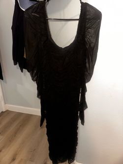 Black Mesh Ruched Midi Dress