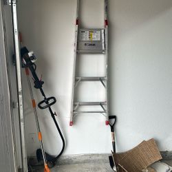 Ladder , mini shovel, and grass edger