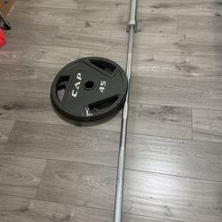 7 Ft Olympic Bar &full Set Of Weight Plates