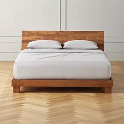 CB2 Bed Frame + Memory Foam Mattress. Dondra teak
