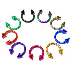 Spiked Horseshoe Ring Hoop 16g 8mm 5/16" Lip Ear nose
