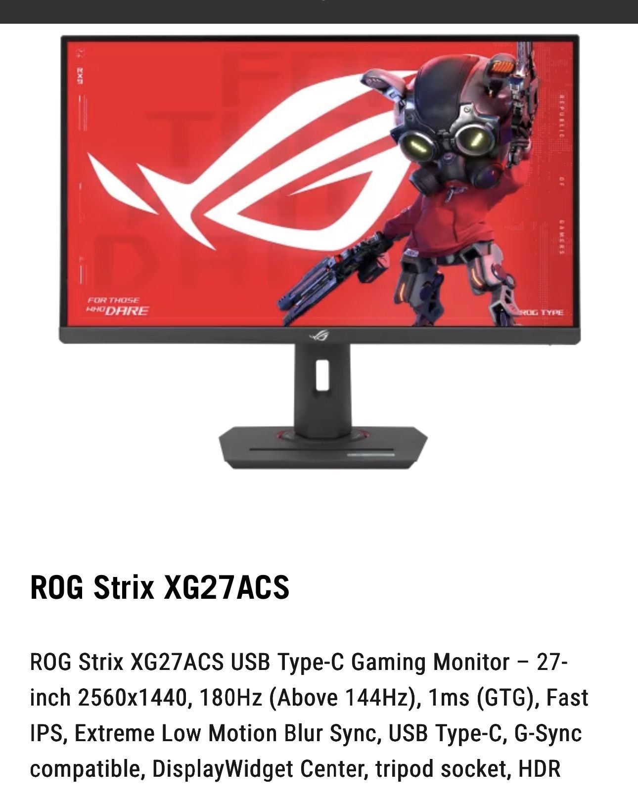 Gaming Monitor ASUS ROG STRIX XG27acs