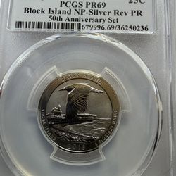 2018-S Block Island National Park Quarter 25C – Silver Proof – PCGS PR69 – 50th Anniversary Set
