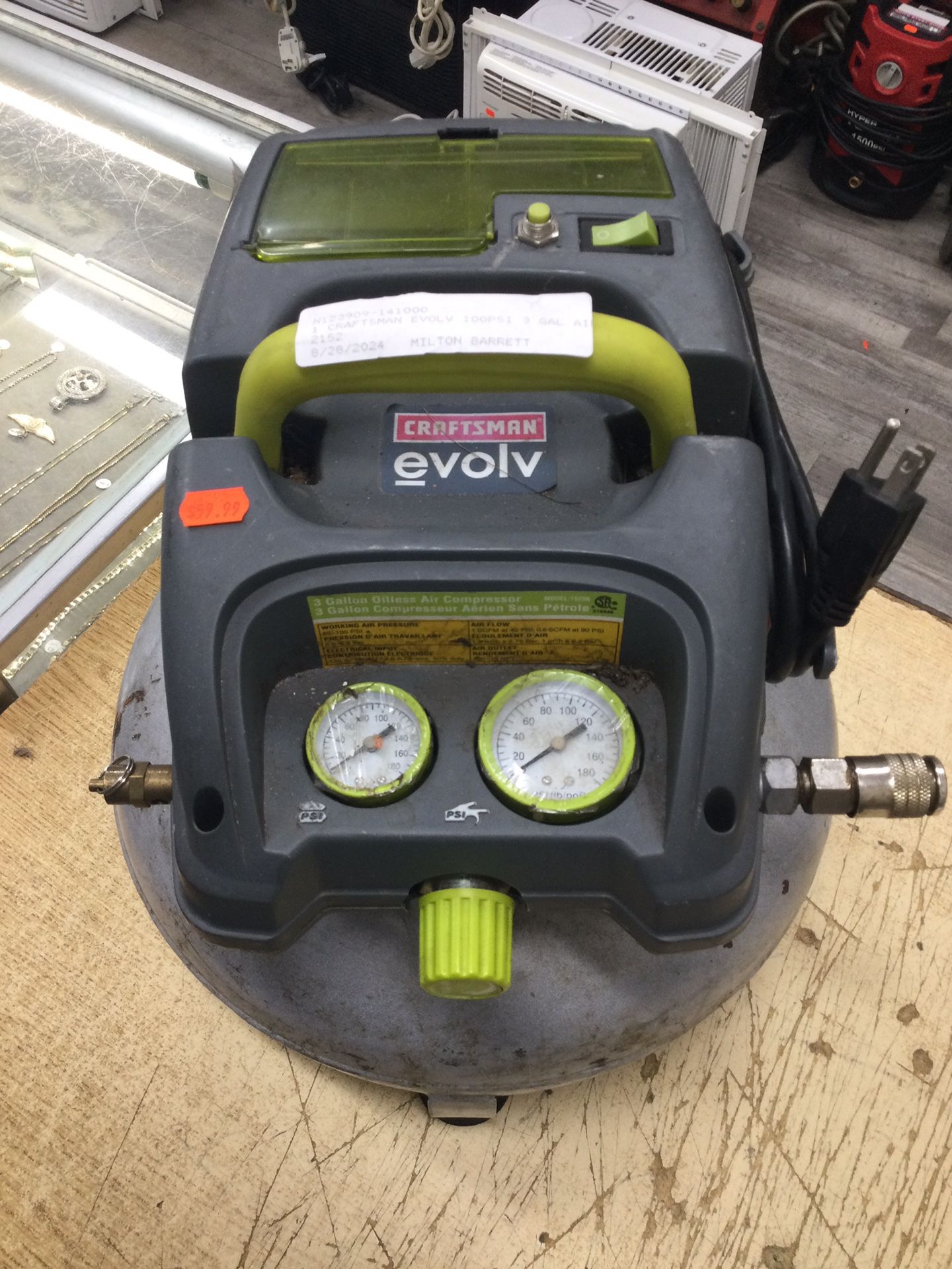 CRAFTSMAN EVOLV PANCAKE AIR COMPRESSOR 100 Psi 3 Gal