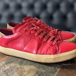 Saint Laurent Paris SL/06 Low Top Red Leather Classic Court EU 42.5 US 9.5