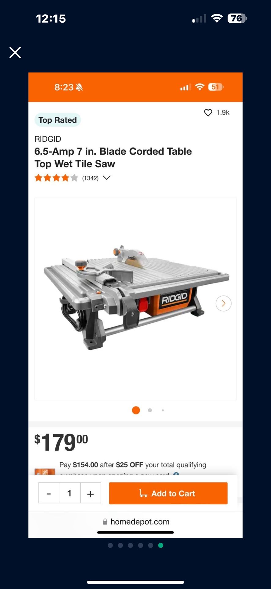 Ridgid 6.5-Amp 7 in. Blade Corded Table Top Wet Tile Saw