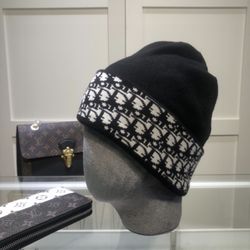 Black Unisex Christian Dior Beanie One Size 