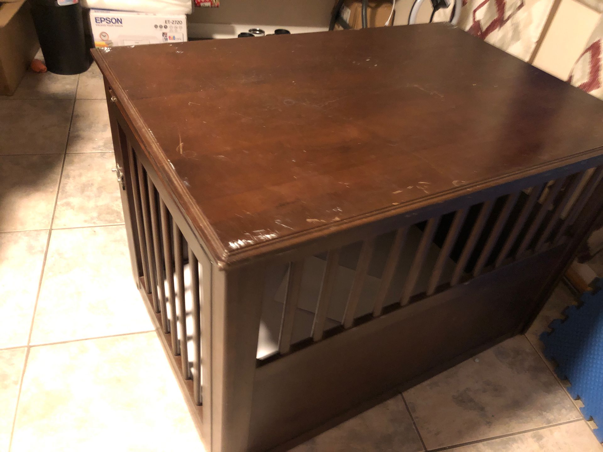 Wooden table dog cage with dog bed for large dogs