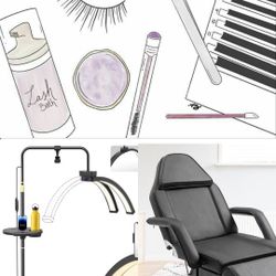 Silla Multiusos y Lampara media luna.