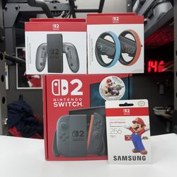 Nintendo Switch 2 Mario Kart Console With Accessories Bundle GAMESTOP IN HAND