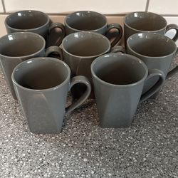 8 Grey Coffee Mugs