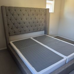 King Upholstered Bed - Solid Condition, Smoke-Free Home