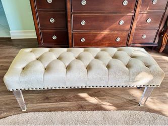 Modern Champagne velvet ottoman bedside bench