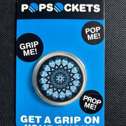 Popsockets Phone Grip Holder BLACK AND BLUE MANDALA brand New In Package