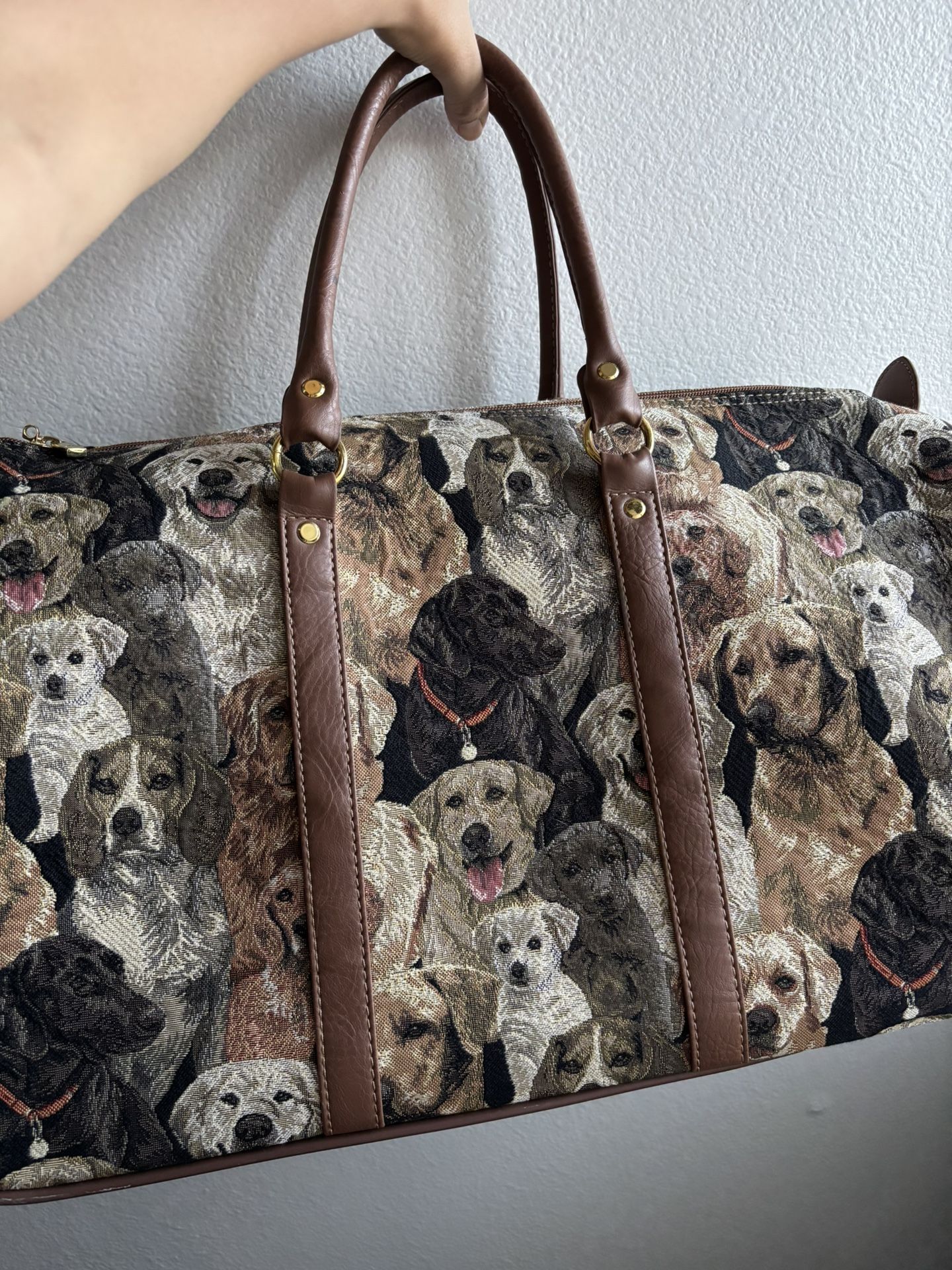 Signare Dog Tapestry Duffle Bag with Handle & Wheels