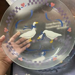 Vintage County Line Glass Serving Bowl with Geese