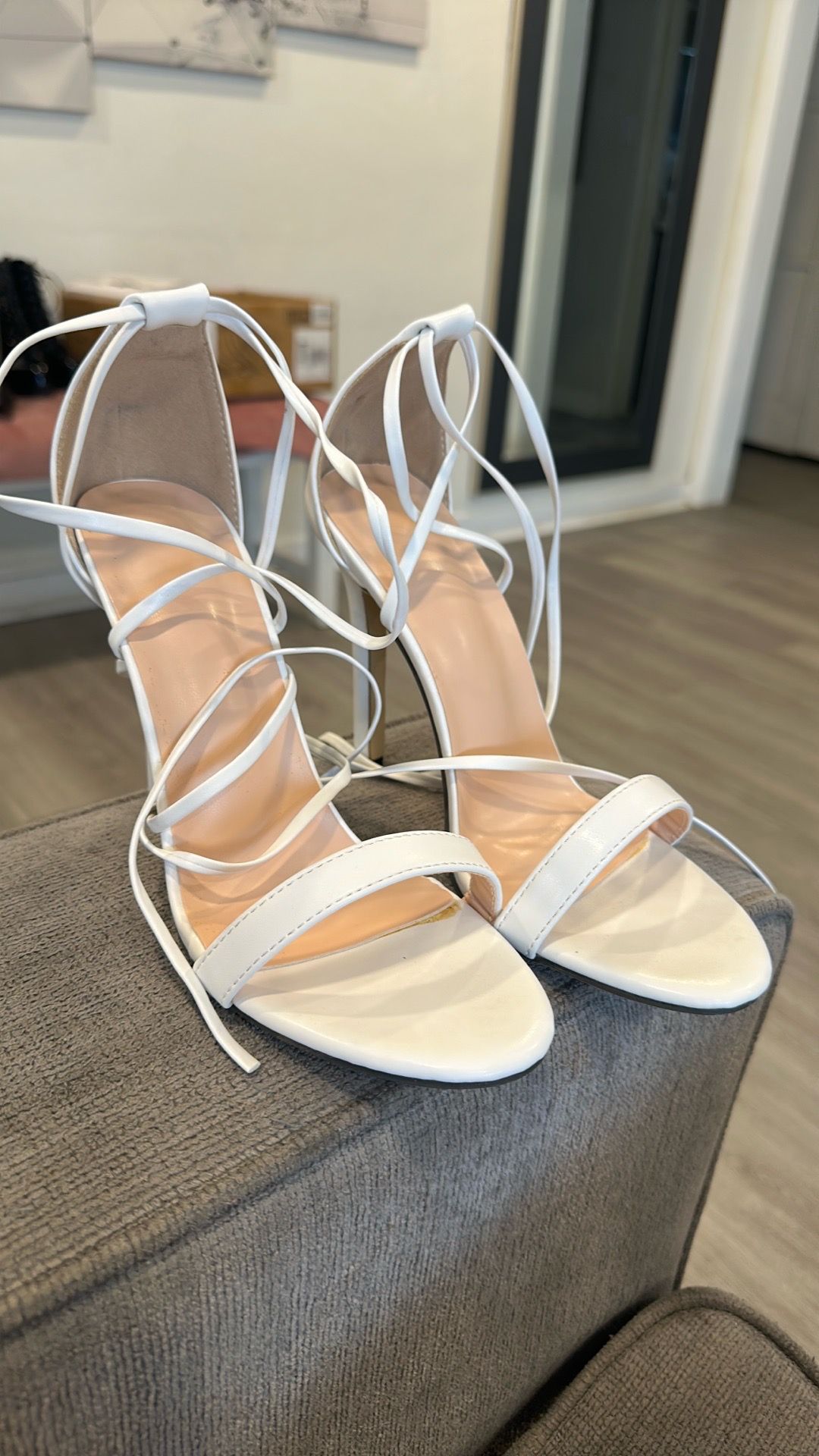 White high heels strap sandals