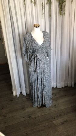 Kimono Style Sleeve Long Belted Dress Size M
