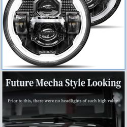 HWSTAR Pair New 1000% Bright Anti-glare 7 Inch Halo Led Headlights Round Compatible with Jeep Wrangler JK JKU T LU Chevy Ford GMC Dodge Mazda VW Mack 