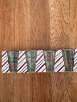 Set of 4 Christmas Naughty or Nice Shot Glasses