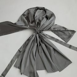 Sweet Glitter Grey Silk Womens Robe