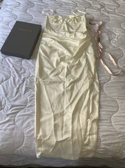 House Of CB Flora Ivory Satin Corset Dress
