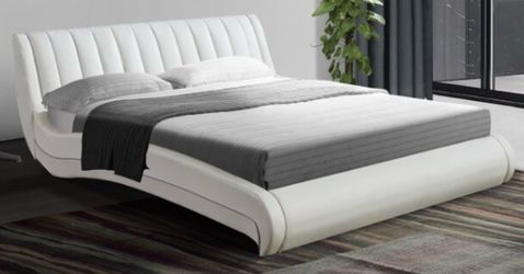 White Queen Platform Bed Frame