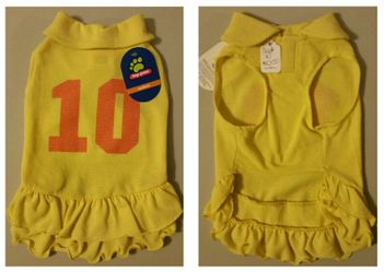 Yellow Sports Ruffle Pet Dress - Medium
