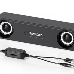 Compact PC Speakers for Desktop - 10W Wired Stereo Speaker with Volume Control Knob,