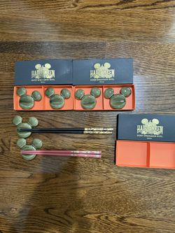 Rare Disney Halloween 2005 Mickey Chopstick Rests Set of 6 + 2 Pairs of Chopsticks