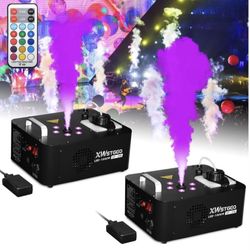 *2x Brand New Factory Direct Machines!**~ 1000W Vertical Fog Machine with 6 LED Lights and Wireless Remote for Stage Halloween Wedding Parties-2 Packs