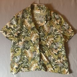 Vtg TR Bentley Tropical Zebra Print Camp Shirt Large
