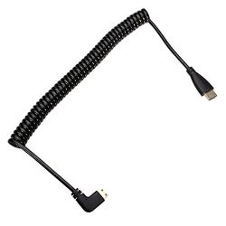 chenyang Mini HDMI Male 90 Degree Left Angled to HDMI Male Stretch Coiled Cable 1.2m