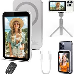 Portable Wireless Selfie Monitor, Magnetic Clip-On Screen for iPhone & Android, HD Vlog Monitor with Bluetooth Remote for Selfie/Video/Live/TikTok