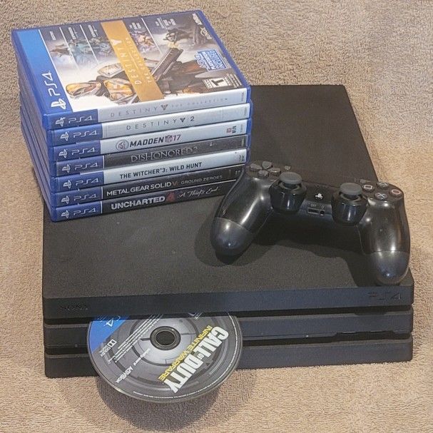 SWEET SONY PS4 PRO SYSTEM BUNDLE w/8 GAMES * SONY PLAYSTATION 4 CONSOLE 1TB 4K HD VIDEO GAME DISK