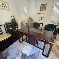 Elegant Solid Wood Tea Table Set with Chairs – Traditional Chinese Style