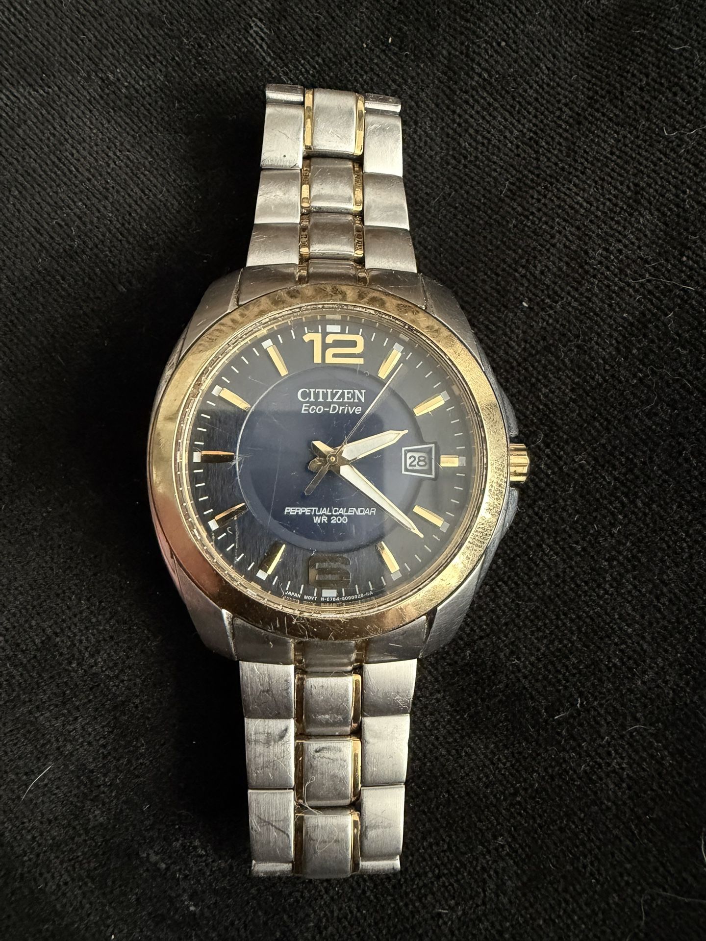 Citizen Eco-Drive Perpetual Calendar WR200 Two-Tone Watch (Needs Bracelet Repair)