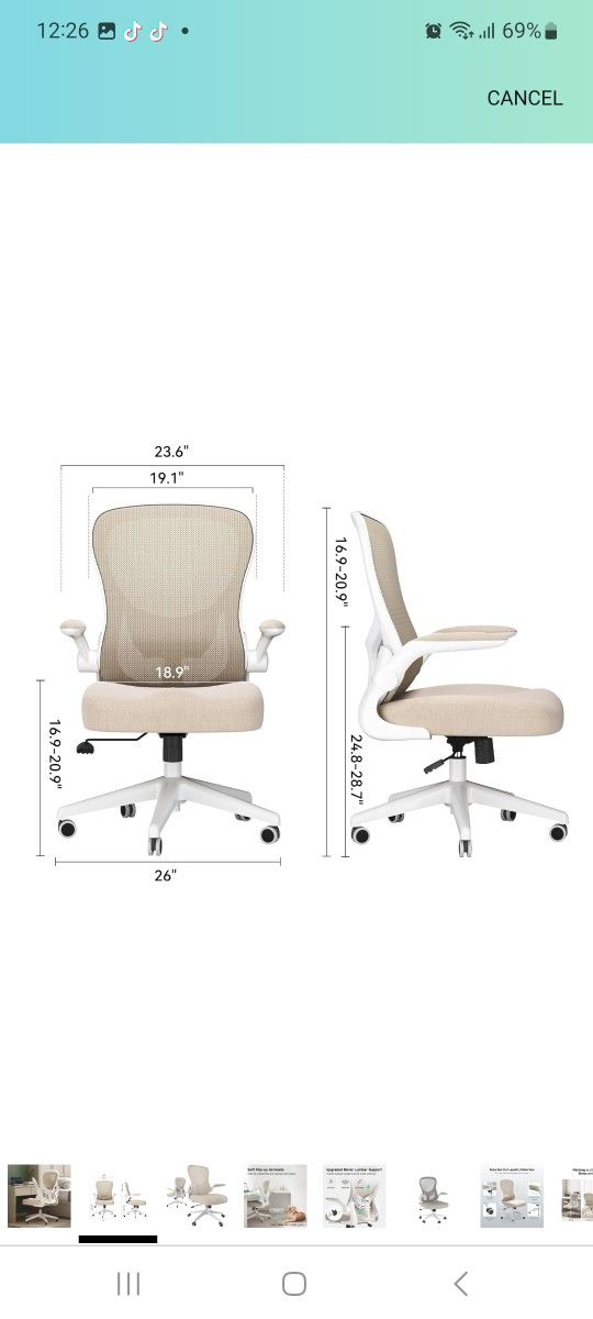 bada Office Chair Ergonomic Desk Chair, Office Desk Chairs with PU Silent Wheels, Breathable Mesh Computer Chair with Adjustable Lumbar Support, Flip-