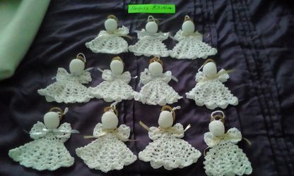 Handmade crocheted angel ornaments