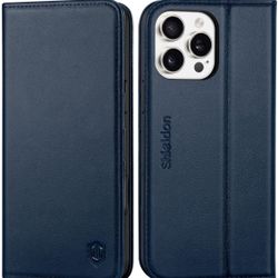 New Genuine Leather Phone Case With Wallet(iPhone 16 Pro MAX)