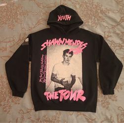 Shawn Mendes The Tour Graphic Hoodie Sweatshirt Black White Pink Women Medium