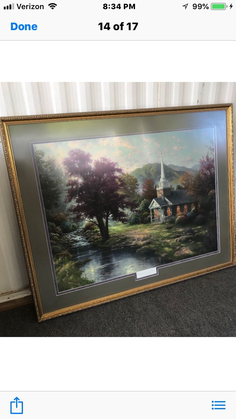 Thomas Kinkade lithograph framed