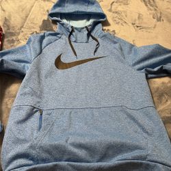 Nike Mens Therma Fit Blue Pullover Fleece Training Hoodie 