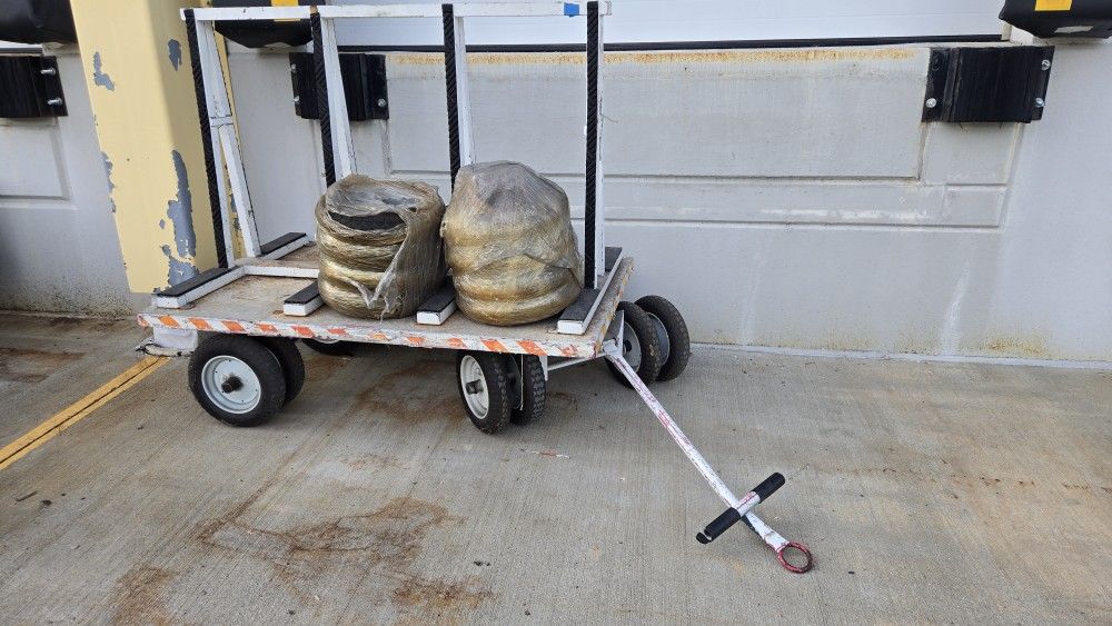 Glass utility cart.