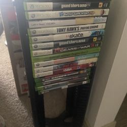 Xbox 360, X and one games with dvd/video game Rack