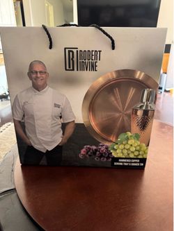 Robert Irvine Hammered Copper Serving Tray & Shaker