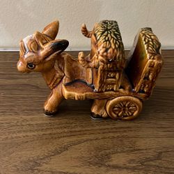 Vintage Ceramic Donkey & Cart Napkin Holder