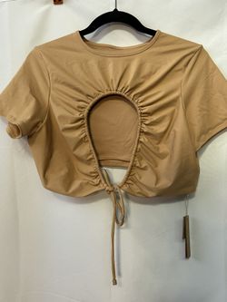 SKIMS Swim Ruched T Shirt Womens Cutout Beach Summer Swimwear  Top Size 2X NWT 